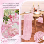 18 Pack Cheesecloth Table Runner 10FT Light Pink Table Runner Boho Gauze Cheese Cloth Table Runners Long Rustic Sheer Table Decorations for Wedding Party Baby Bridal Shower Birthday Holiday Home - Image 5