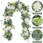 Dremisland Artificial Flowers Garland Eucalyptus Garland with Dahlia Flower - Image 3