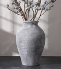 Ceramic Flower Vase Home Decor, 9 in Farmhouse Table Vases Rustic Vintage Living Room Kitchen Bedroom Pottery Decorative Vases for Flowers House Book Shelf Office Coffee Desk Dining Entryway, Grey by FancyPlus