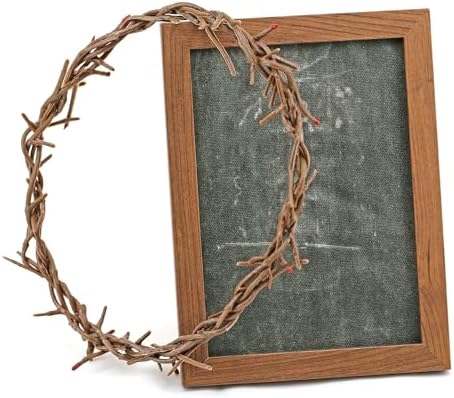 Framed Jesus Veil Image with Crown of Thorns & Veronica’s Veil - Christian Wall Decor for Home Prayer Room, Religious Easter Lent Gifts (Jesus Face) (Brown) - Image 2
