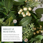 Balsam Hill Outdoor White Berry Cypress Christmas Wreath - Bright & Beautiful Front Door Wreath with Battery-Powered LED Globe Lights, 34" - Image 5