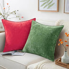 decorUhome Chenille Red Velvet Throw Pillow Covers 24x24 Set of 2 - Image 5