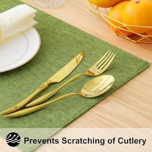 homing Faux Cotton Linen Placemats Set of 8, Cloth Dining Table Mats - Image 4
