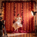 10x10ft Burgundy Tulle Backdrop Curtain with Lights String for Parites, Sheer Backdrop Curtains for Wedding Baby Shower Birthday Party Photo Shoot Decorations - Image 4