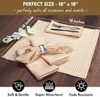 Native Fab Cloth Napkins 18x18 inches, 100% Cotton Vintage Stripped Dinner Napkins, Set of 12, Soft Breathable Absorbent, Machine Washable Cloth Napkins, Yellow Beige - Image 3