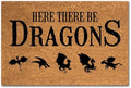 Funny Coir Doormat Here There Be Dragons Welcome Front Door Patio Porch Decor Doormats For The Entrance Way Outside Personalized Rug Heavy-Duty Non Slip Outdoor Novelty Gift Mats 23.6x15.7inch by XTDJJKK