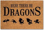 Funny Coir Doormat Here There Be Dragons Welcome Front Door Patio Porch Decor Doormats For The Entrance Way Outside Personalized Rug Heavy-Duty Non Slip Outdoor Novelty Gift Mats 23.6x15.7inch by XTDJJKK