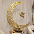 iwa concept Metal Crescent Islamic Decor, Moon and Star Ramadan Art, Islamic Table Top Decoration Gift for Muslims in Ramadan Eid (52 x 44 cm | 20.8 x 17.6 inches | Small) by iwaconcept