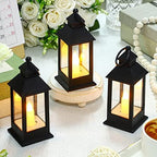 Hoolerry 24set Mini Lantern with LED Candle Halloween Wedding Decor, Black - Image 6