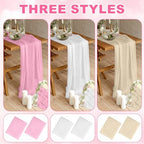 6 Pcs Pearl Tulle Table Runners Bohemian Country Tulle Lace Table Runner 120 Inch 10 Ft White Champagne Pink Lace Fabric for Home Dining Wedding DIY Craft - Image 3