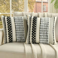FUTEI 2 Pack Tufted Throw Pillow Covers Covers 50x50 cm,Black+White by FUTEI