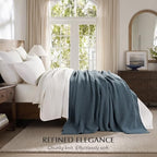 EVERGRACEHOME Chunky Chenille Knit Throw Blanket, 108x92, Stormy Blue - Image 3