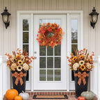 6 Pack Artificial Fall Garland for Mantle, 6.2 Long Fall Mums Flowers Garland with Orange Leaves for Wedding Thanksgiving Arch Indoor Outdoor Harvest Wall Decoration - Image 4