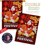 Chinese New Year Of Rabbit Indoor Decor Banner Room Wall Art Patio Porch Lawn Garden Flag Outdoor Decorations Tapestry Yard Signs Lunar New Year Gifts Spring Festival Decorations Made In USA - Image 3