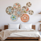 Ziliny Boho Wall Woven Basket Decor Set of 8, Multi Sizes, Colorful - Image 3