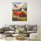 July 4th Patriotic Canvas Wall Art 4th of July USA Decorations American Flag and Old Red Truck Picture Wall Decor Independence Day Home Decor 24x32in - Image 2