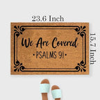Funny Coir Doormat We Are Covered Psalms 91 Welcome Front Door Porch Patio Decor Doormats For The Entrance Way Outside Personalized Rugs with Heavy-Duty Back Non Slip Outdoor Mat 23.6 x 15.7 inch - Image 3