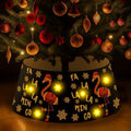 Christmas Flamingo Tree Collar with LED Light Black Tree Skirt Ring Base Cover for Christmas Trees Decoration Holiday Indoor Outdoor by Ciazoxa