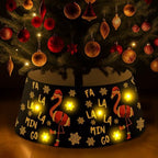 Christmas Flamingo Tree Collar with LED Light Black Tree Skirt Ring Base Cover for Christmas Trees Decoration Holiday Indoor Outdoor by Ciazoxa