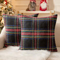 MIULEE Christmas Plaid Decorative Pillow Covers Set of 2 20x20inch Black by MIULEE