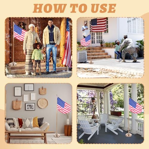 Leinuosen 6 Pcs Flag Holder Stand FlagPole Stand Flag Pole Base for Indoor Outdoor 1.3/1.1 Inch Diameter Flagpole Garden House Classroom Churches Meeting Party Flags Banner (Gold) - Image 4