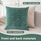 FIFU 22x22 Inch Throw Pillow Covers Set of 2, Jacquard Velvet, Teal Green - Image 3