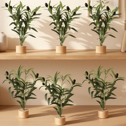 Soulchen 6 Pcs Artificial Olive Tree Branches 12" Tabletop Tree with Base by Soulchen