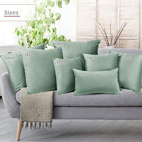 Nestl Throw Euro Pillow Covers, Cozy Velvet Decorative Pillow Covers 26 x 26 Inches, Soft Solid Couch Pillow Case for Sofa, Bed and Car, Set of 2 - Mint - Image 6