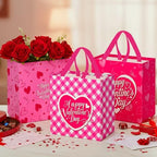 Wesnoy 48 Pcs Valentine's Day Gift Bags Bulk with Handle Non Woven Reusable Pink Red Heart Bags Valentine's Day Candy Bag for Classroom Gift Exchange, Goodies Wrapping Party Favors, 11.4x10.6x4.7 Inch - Image 4
