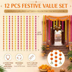Suncalla 12 Pcs 4 Ft Marigold Garland Gold Bell,Orange,Yellow,Rose Pink - Image 2