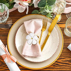 Patelai Set of 48 White Flower Napkin Rings Bulk Gold Napkin Ring Holders - Image 2