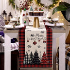 Remagr 6 Pack Christmas Table Runners, 13 x 72 Inch, Red Black Plaid Border - Image 4