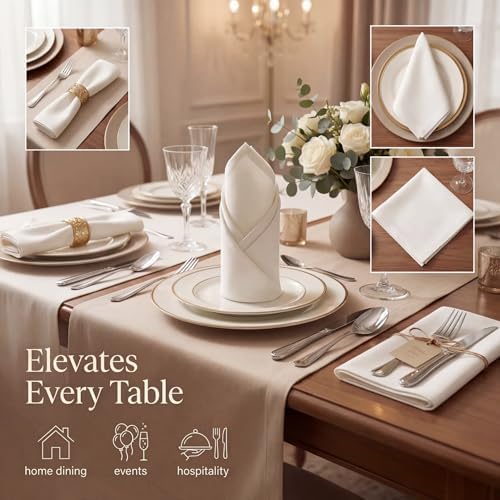 Urban Villa Cloth Napkins Cotton 20x20 (Set of 12) White - Image 2