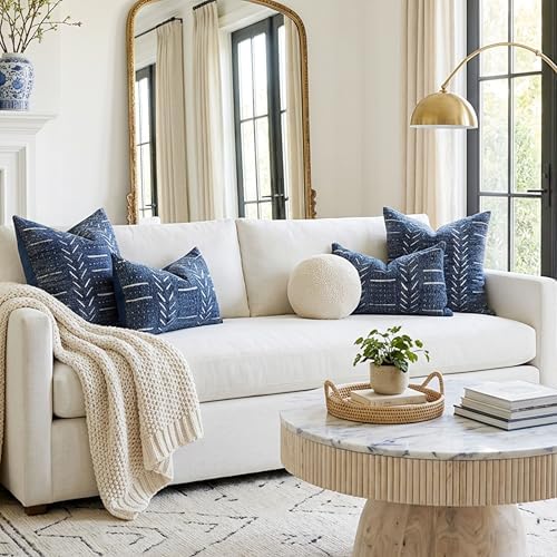 BlissBlush Decorative Throw Pillow Covers 18x18 Set of 2, Boho Blue Textured Chenille Accent Throw Pillow Covers for Couch Sofa Bed Living Room Home Décor (Cover Only) - Image 7