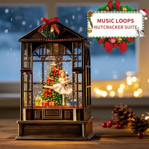Christmas Snow Globe, Lighted Christmas Tree Clara &Nutcracker Scene, Musical Snow Water Lantern Swirling Glittering Holiday Decoration and Gift for Family or Friends - Image 3