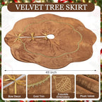 Blueweenly Brown Velvet Christmas Tree Skirt 48 in Vintage Tree Skirt - Image 2