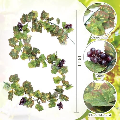 Artificial Grape Leaf Garland Vine Plant, 13 ft, Light Green - Image 2