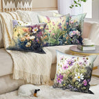 Wild Flower Throw Pillow Covers 22''x22'' Set of 4, Spring Blooming Floral Garden Pillowcases Colorful Printed Cushion Covers for Couch Sofa Home Bedroom Farmhouse Livingroom Patio Car - Image 4