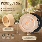 24 Pcs 13" Wooden Textured Charger Plates with Napkin Ring, White - Image 2