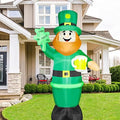 8 FT St. Patrick's Day Inflatable Leprechaun, Blow up Leprechaun Holds Shamrock and Beer Cup Outdoor Decoration with LED Lights, Perfect for Yard Garden Lawn Front Door Holiday Decor by FARONZE