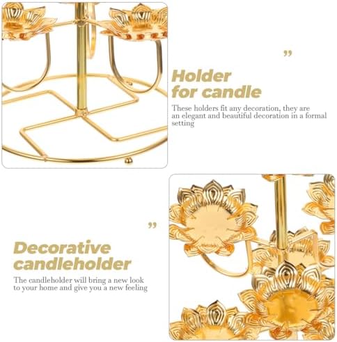 Healifty 7-Light Lotus Tealight Candle Holder Gold Metal Lotus Flower Stand - Image 4