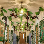 Chivao 69 Pcs Jungle Party Decoration Include 8 Hanging Plush Monkey Stuffed Animal, 10 ft Artificial Rattan, 50 Palm Leaves with 10 Fake Ivy Vine for Classroom Birthday Party Favor(Dark Brown) - Image 4