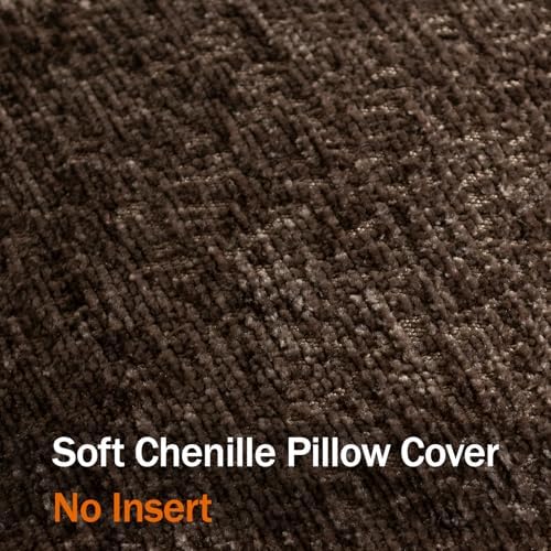 DEZENE Pack of 2 Chocolate Brown Decorative Throw Pillow Covers 24x24 Cozy Soft Chenille Accent Vintage Square Couch Pillow Covers for Home Decor Bed Sofa Living Room - Image 3