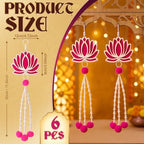 6 Pcs Lotus Hanging Decoration for Pooja Indian Ganpati Garlands Decor - Image 2