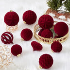30pcs Velvet Christmas Ball Ornaments, Flocked Shatterproof Christmas Ornaments Hanging Xmas Tree Decorations Set for Home Party Holiday Decor (Multi-Size, Burgundy) - Image 5
