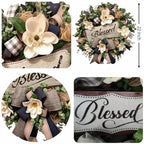 Spring Summer Wreath for Front Door,Farmhouse White Floral Porch Decor - Image 4