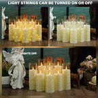 Nimiko Flickering Flameless LED Candles,Battery Operated Candles 9 Pcs with Embedded Star String,Acrylic LED Pillar Candles with Remote,Suitable for Home Decoration to Create an Atmosphere (Ivory) - Image 4