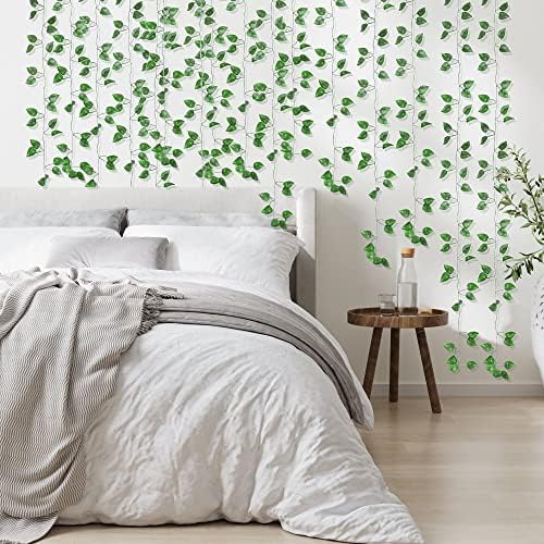 720 Feet 96 Pack Fake Greenery Hanging Garland, Ivy Leaf Plants, Vine Leaves, Fake Flowers Foliage for Bedroom Garden Wall Decor - Image 4