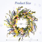 22" Colorful Wildflower Spring Summer Wreath for Front Door Outdoor Décor - Image 6