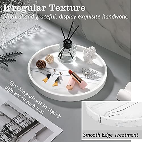 Emibele Vanity Tray, White Round Trays for Bathroom Bedroom Countertop - Image 4